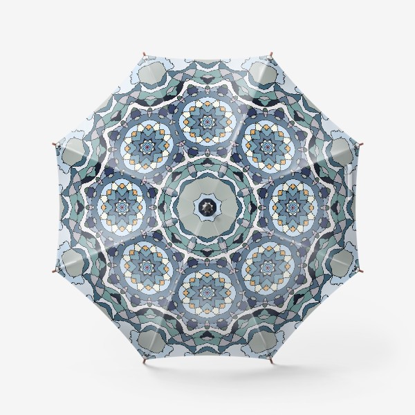Зонт &laquo;Голубой геометрический цветок-мандала&raquo;