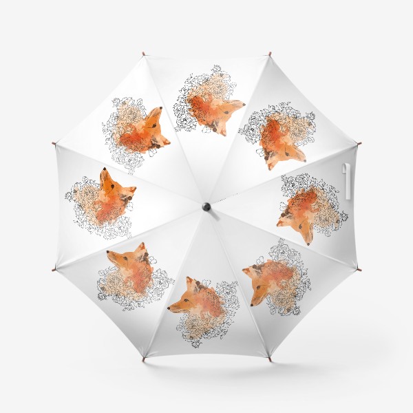 Зонт «Акварельная лиса в цветах»