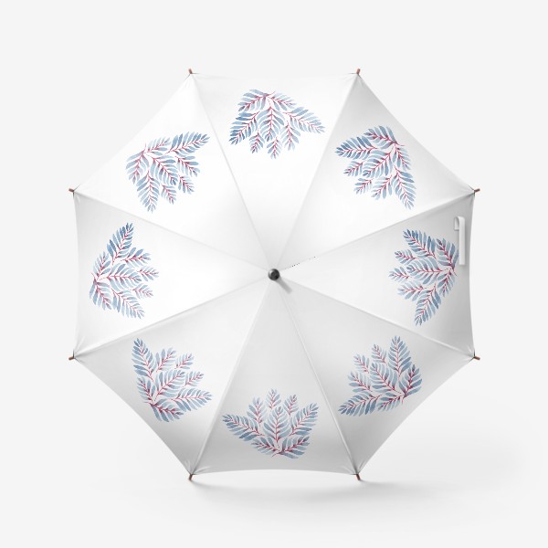 Зонт «Узор из розово-синих акварельных листьев»