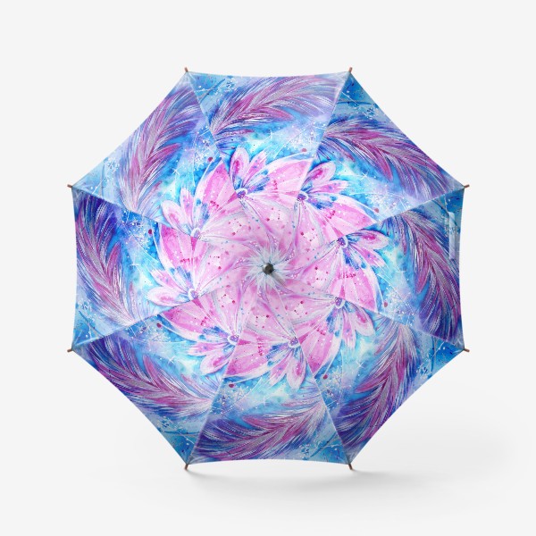 Зонт «Розовый цветок и перо»
