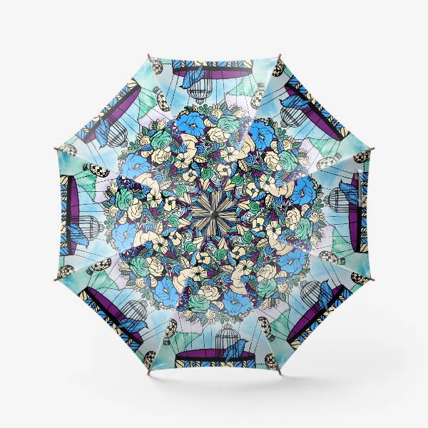Зонт «Воздушный шар. Цветы. Акварель»