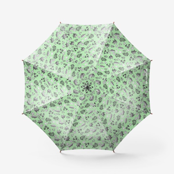 Зонт &laquo;Листья на фоне зеленой патины. Паттерн&raquo;