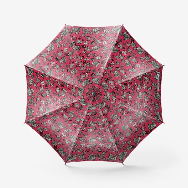 Зонт «Сердечки с узорами. Паттерн»