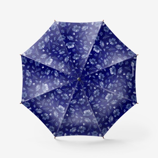 Зонт &laquo;Кобальтовые цветы на синем фоне&raquo;