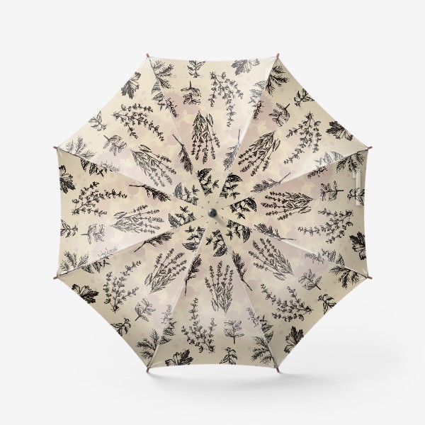 Зонт &laquo;Графический паттерн с травами&raquo;