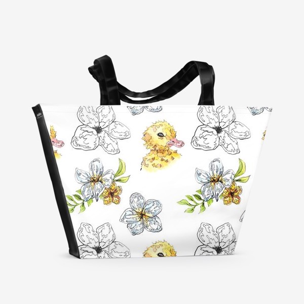Пляжная сумка «Утята и цветы»
