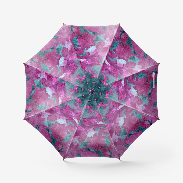Зонт «Бордово изумрудный растительный орнамент»