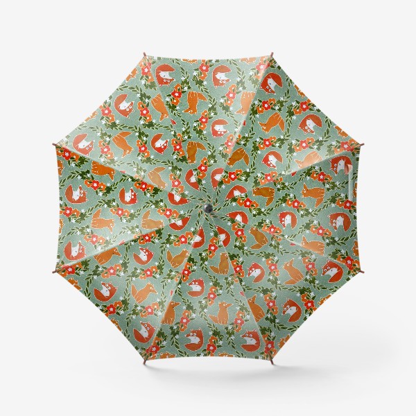 Зонт «Лисички в цветочных лентах»