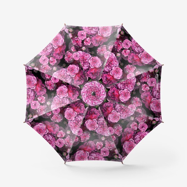 Зонт «Pозы розовые на черном»