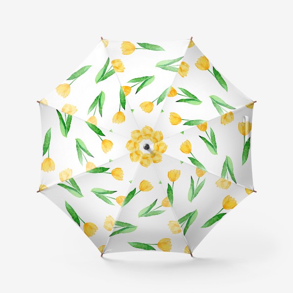Зонт «Желтые тюльпаны. Акварельный узор.»