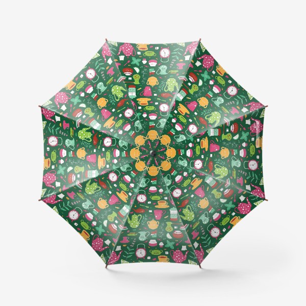 Зонт «Время пить чай - темно-зеленый фон»