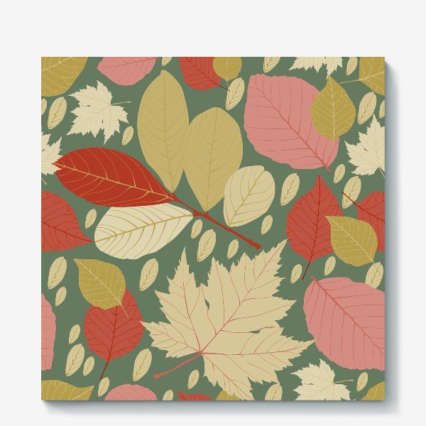 Холст &laquo;Vector seamless pattern with autumn leaves.&raquo;