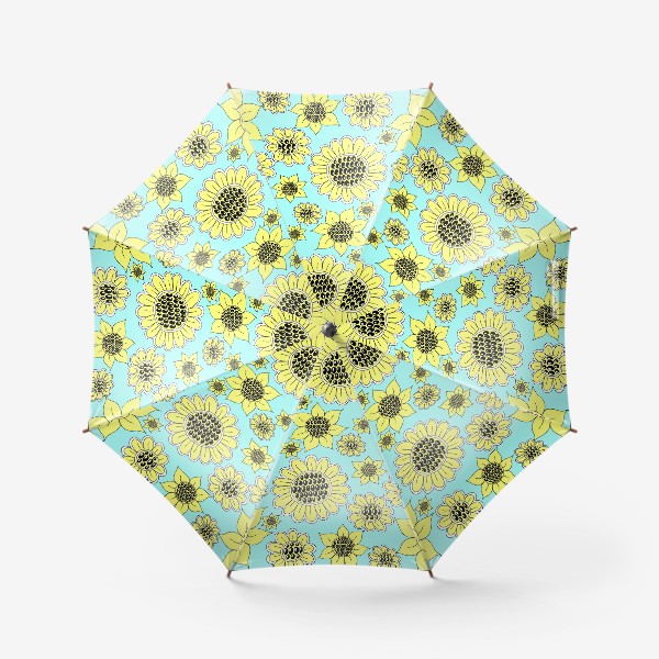 Зонт «Подсолнухи на голубом фоне»