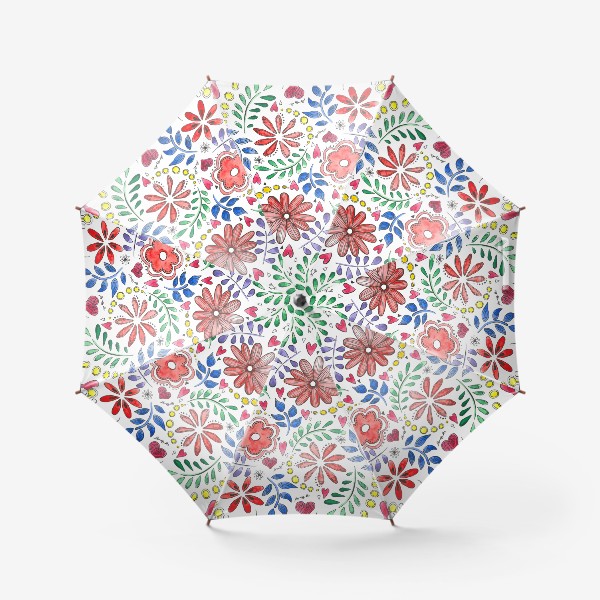 Зонт «Цветочки и сердечки»