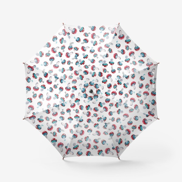 Зонт «Акварельный паттерн с мухоморами»