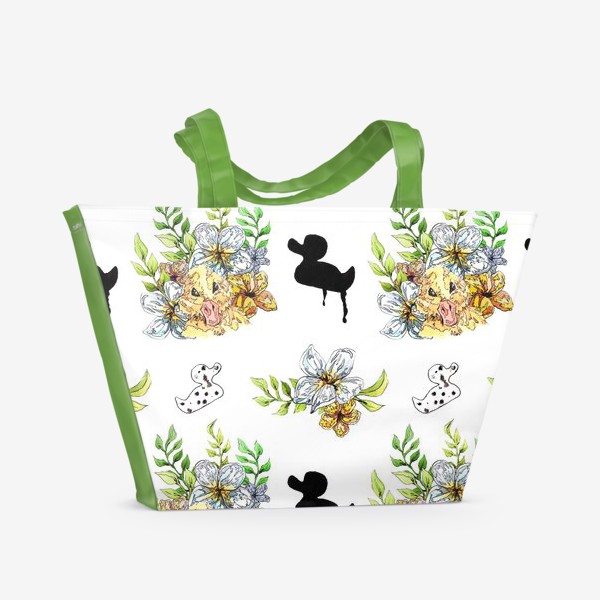 Пляжная сумка «Утята в цветах»