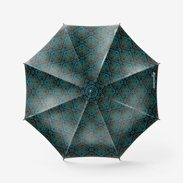 Зонт «Азиатский орнамент с бирюзово-желтым градиентом №1»