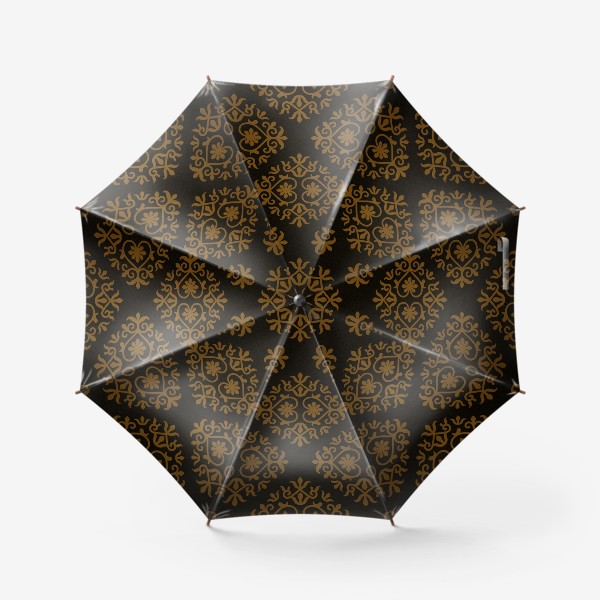 Зонт «Золотой азиатский орнамент на черном №2»