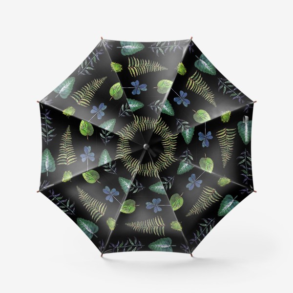 Зонт «Ботаника: Листья на черном»