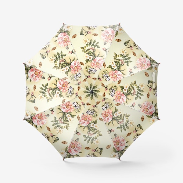 Зонт &laquo;Нежный винтажный паттерн с цветами  и бабочками&raquo;