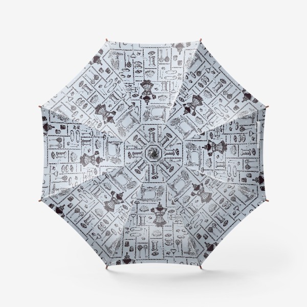 Зонт «Винтажный паттерн со швейными принадлежностями»