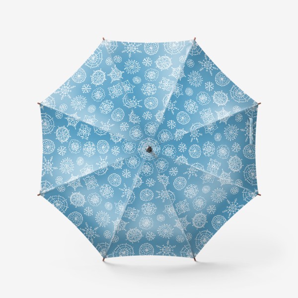 Зонт «Новогодние снежинки (голубой фон)»