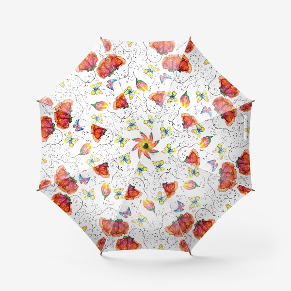 Зонт «Маки и бабочки»