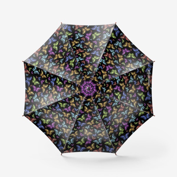 Зонт «Цветные бабочки на черном»