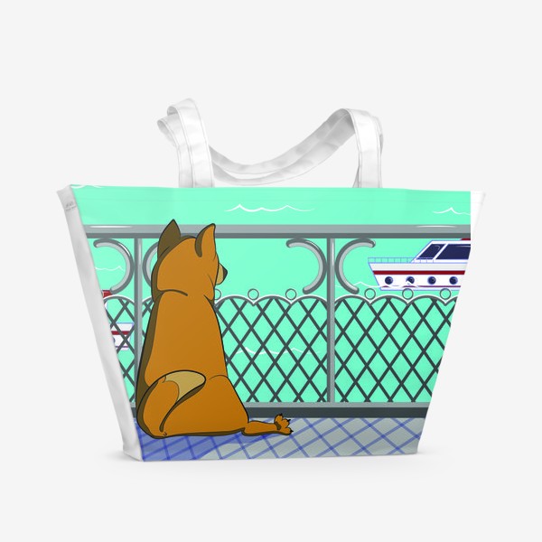 Пляжная сумка «Собака и море»
