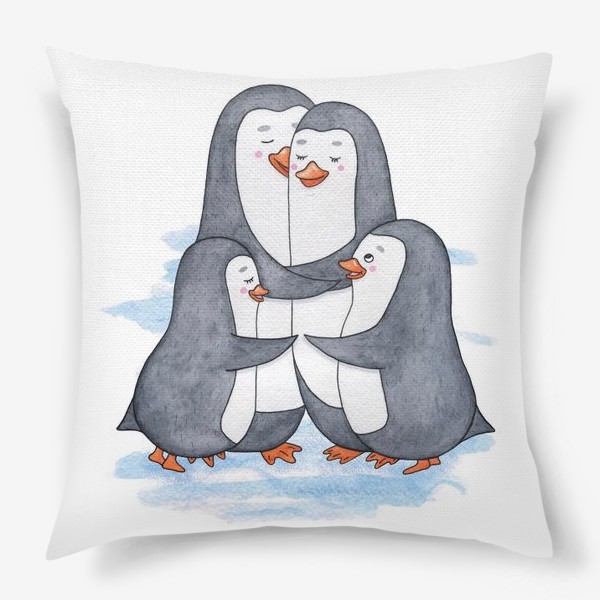 Подушка «Пингвины. Семья. Нежность»