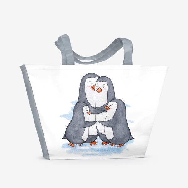 Пляжная сумка &laquo;Пингвины. Семья. Нежность&raquo;