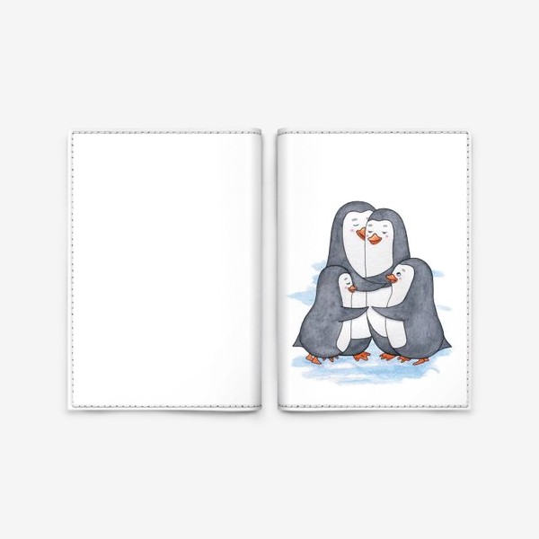 Обложка для паспорта «Пингвины. Семья. Нежность»