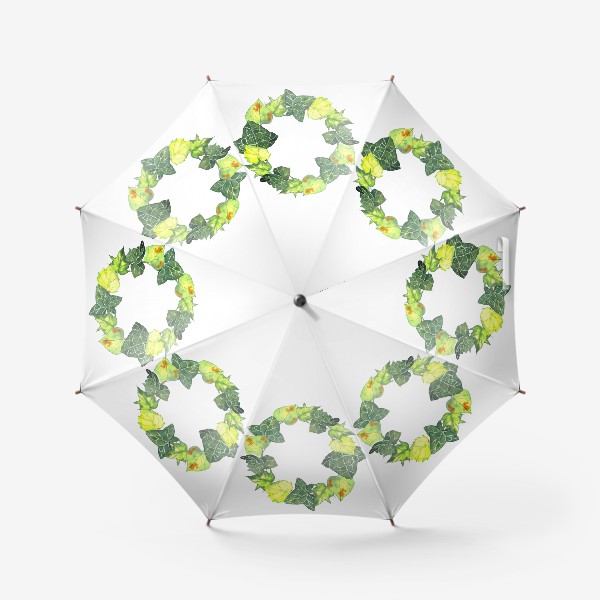 Зонт «венок зеленые и желтые листья»