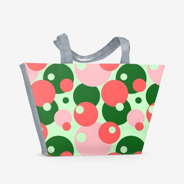 Пляжная сумка «Цветные круги на светло-зеленом фоне»