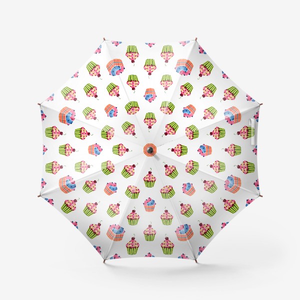Зонт «Цветные пирожные на белом фоне»