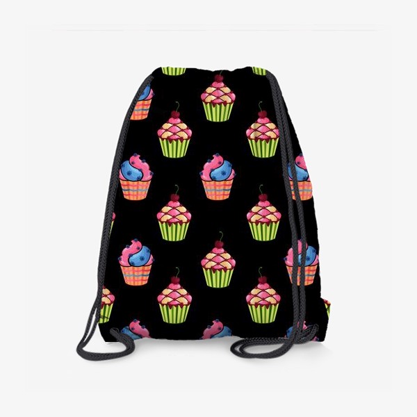 Рюкзак «Цветные пирожные на темном фоне»