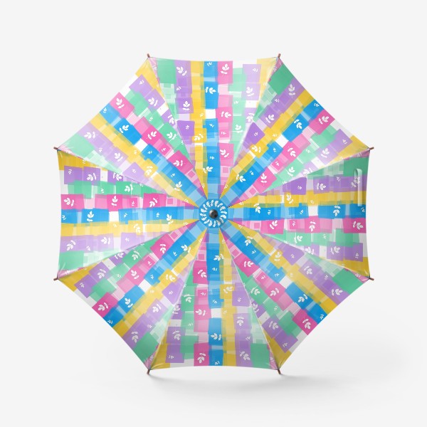 Зонт «Белые листья на цветном»