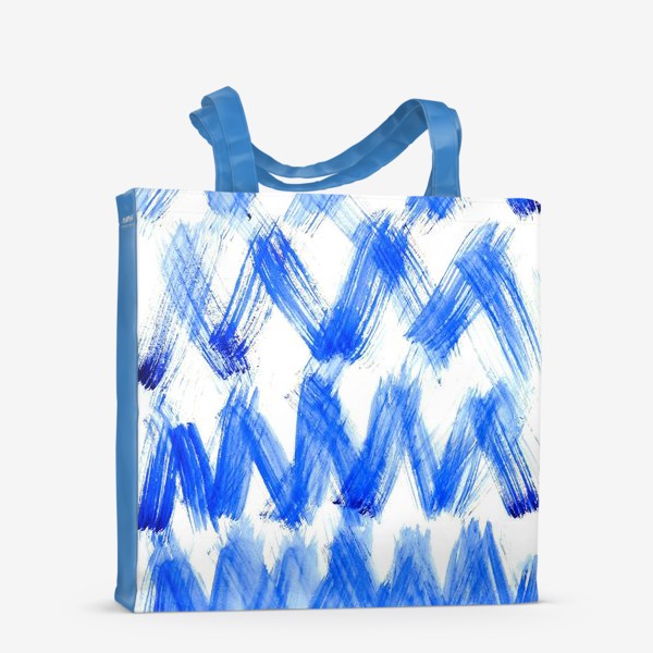 Сумка-шоппер «Синие акварельные зигзаги»