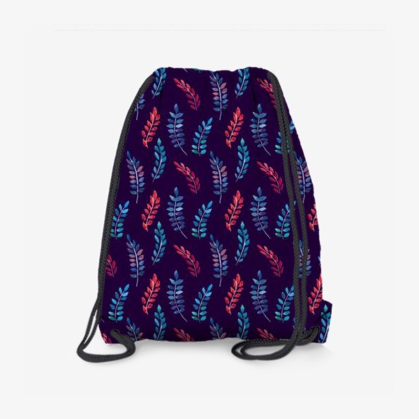 Рюкзак «Разноцветные акварельные веточки на синем фоне»