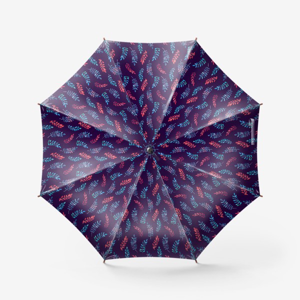 Зонт «Разноцветные акварельные веточки на синем фоне»