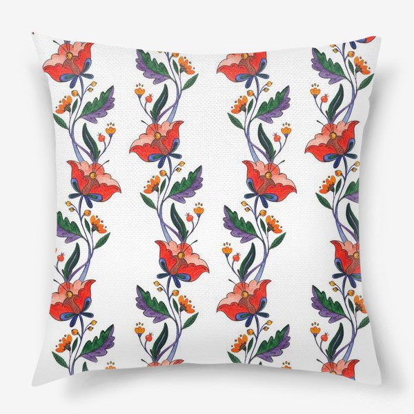 Подушка «акварельные цветы, паттерн»