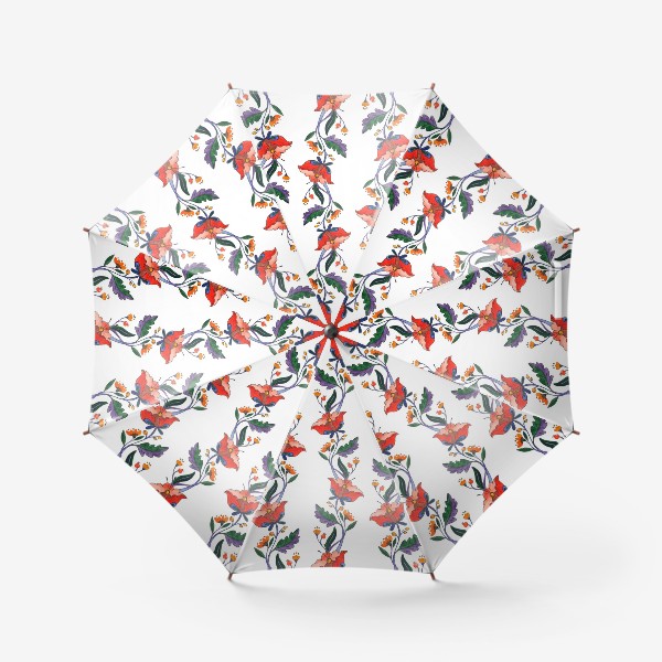 Зонт «акварельные цветы, паттерн»