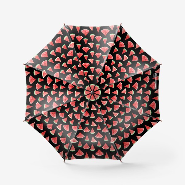 Зонт «Паттерн сочные арбузы на чёрном фоне»