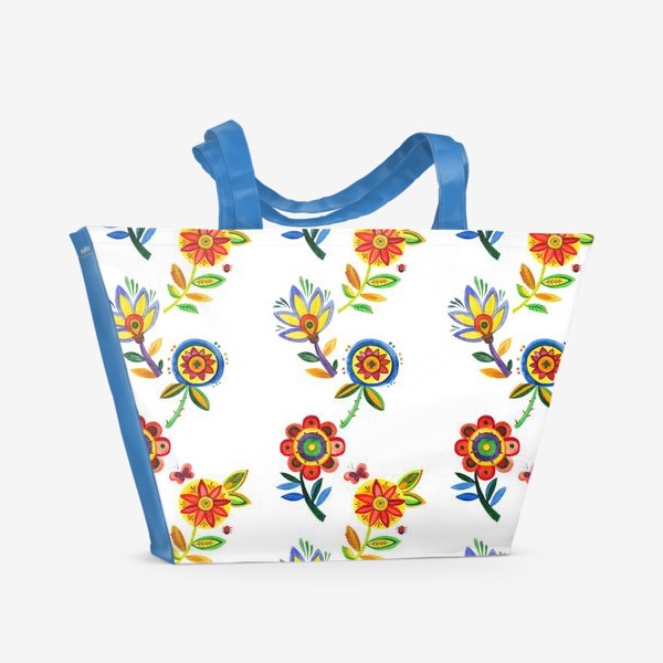 Пляжная сумка &laquo;Паттерн с цветами. &raquo;