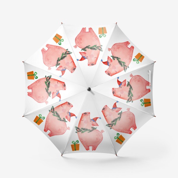 Зонт «Свинья с подарком. С новым годом!»
