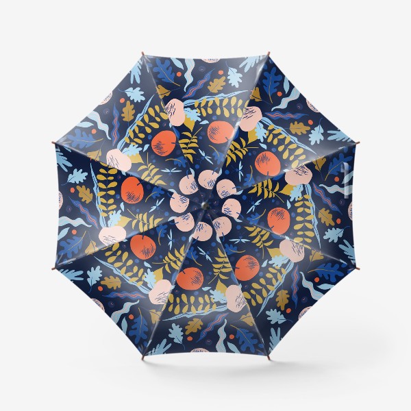 Зонт &laquo;осенний паттерн с яблоками и цветами&raquo;