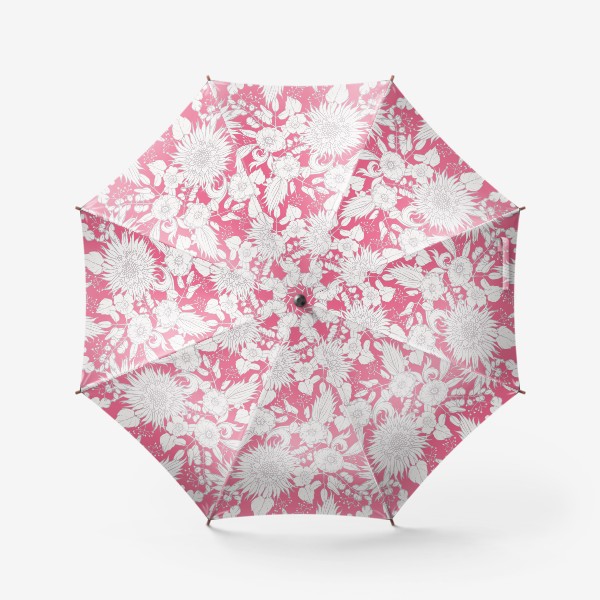 Зонт «Паттерн из луговых цветов на розовом фоне»