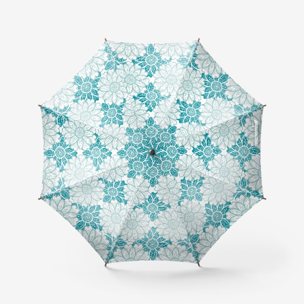 Зонт «Бирюзовые цветы. Хризантемы. Паттерн»