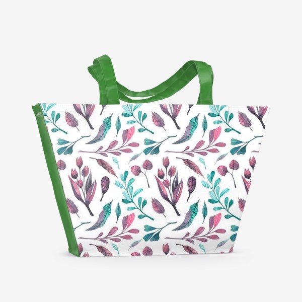 Пляжная сумка «Бирюзовые и фиолетовые ветви»