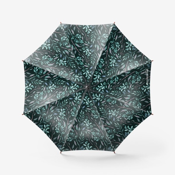 Зонт «Бирюзовые ветви на темном фоне»